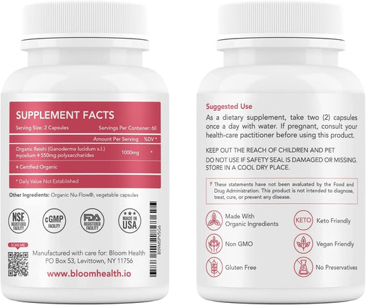 Organic Reishi Mushroom Powder | Ganoderma Lucidum Mycelium | Rich in Polysaccharides