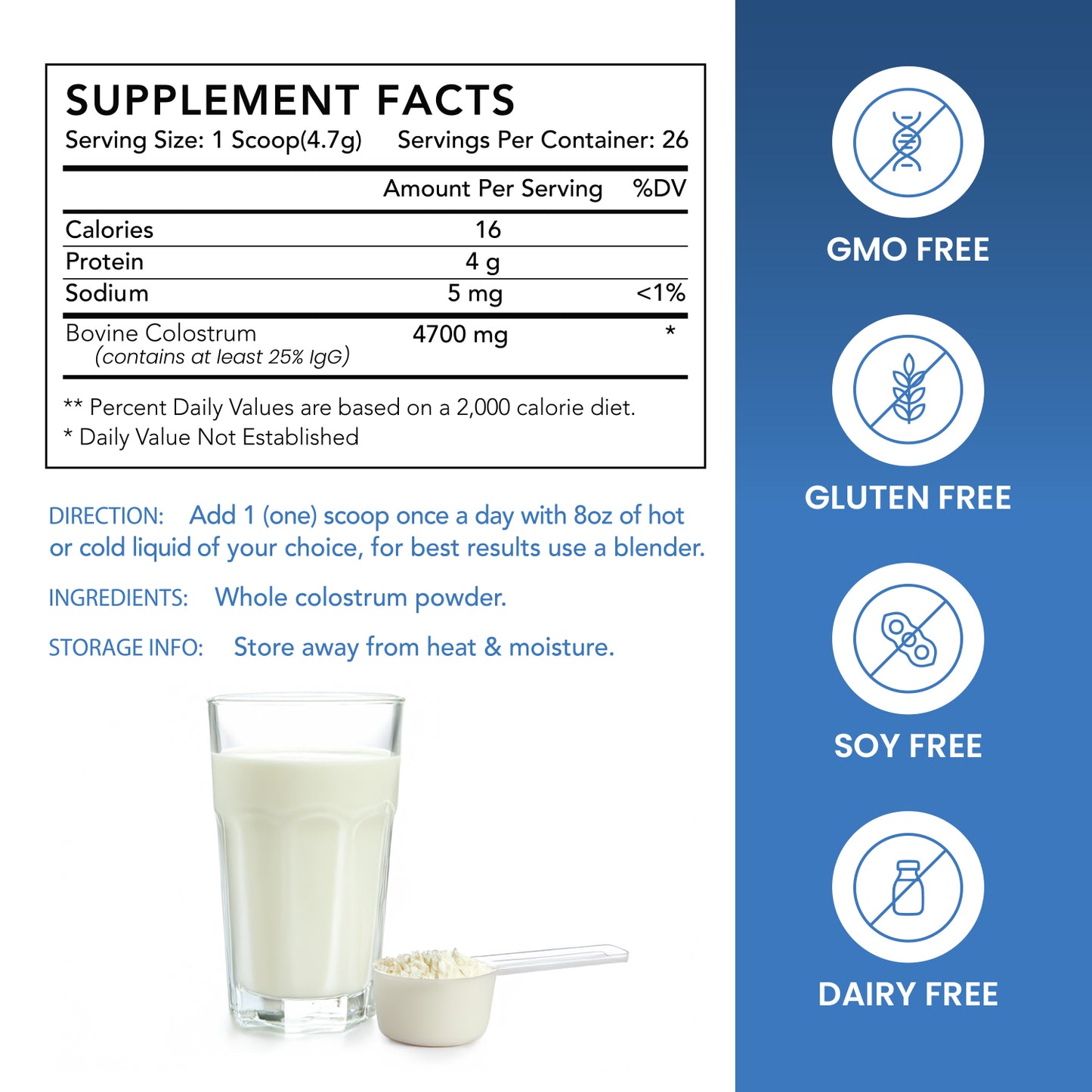 Bovine Colostrum – 25% IgG | Pure. Natural. Untouched.